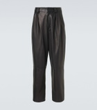 Giorgio Armani Archivio pleated leather straight pants