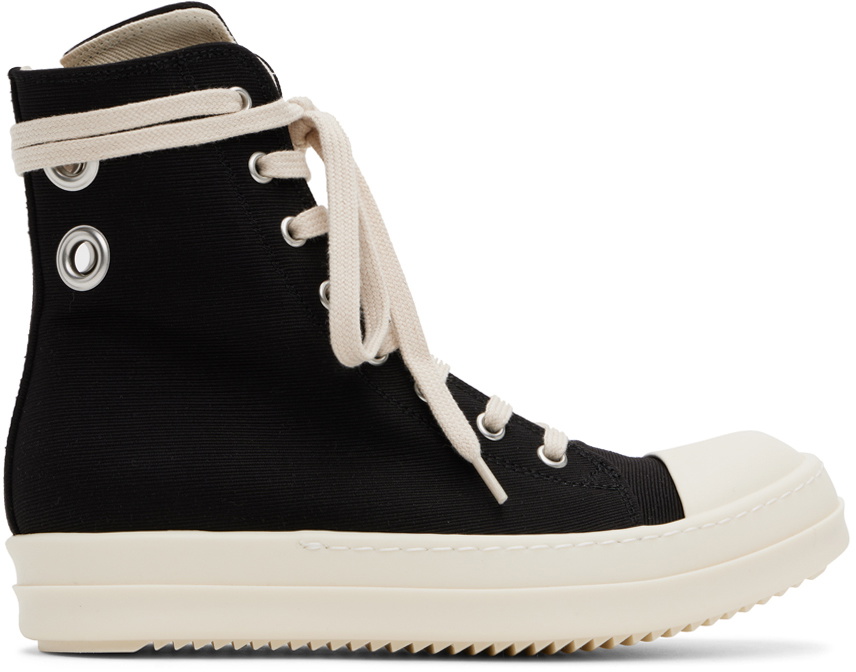 Rick Owens Drkshdw Black Jumbo Lace Abstract High Sneakers Rick