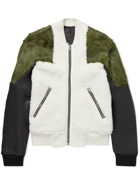 Rick Owens - Panelled Shearling, Leather and Calf Hair Bomber Jacket - White
