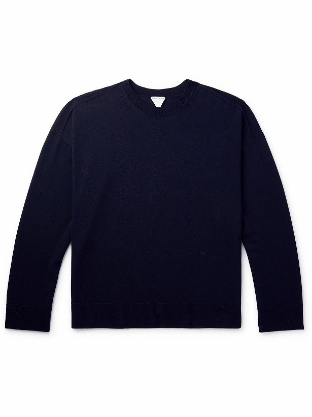 Photo: Bottega Veneta - Logo-Embroidered Wool Sweater - Blue