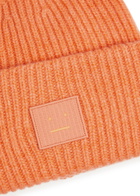 Acne Studios Pansy Face Ribbed Wool Beanie - Orange - One Size