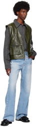 Andersson Bell Green Tonny Zip-Up Faux-Leather Vest