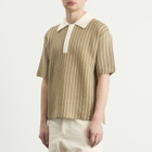 Jil Sander Men's Cotton Bi-Colour Net Stitch Polo in Deer