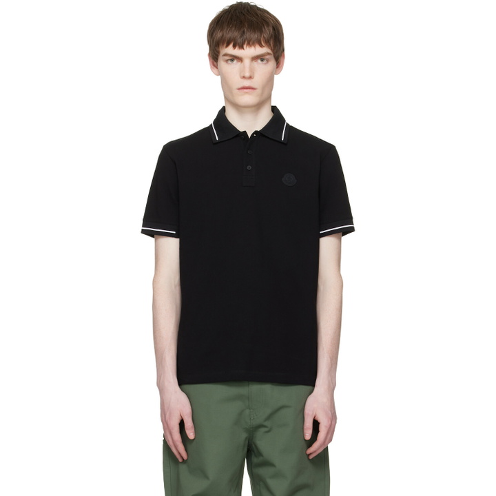 Photo: Moncler Black Logo Patch Cotton Polo