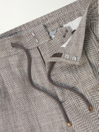 Brunello Cucinelli - Straight-Leg Pleated Herringbone Trousers - Brown