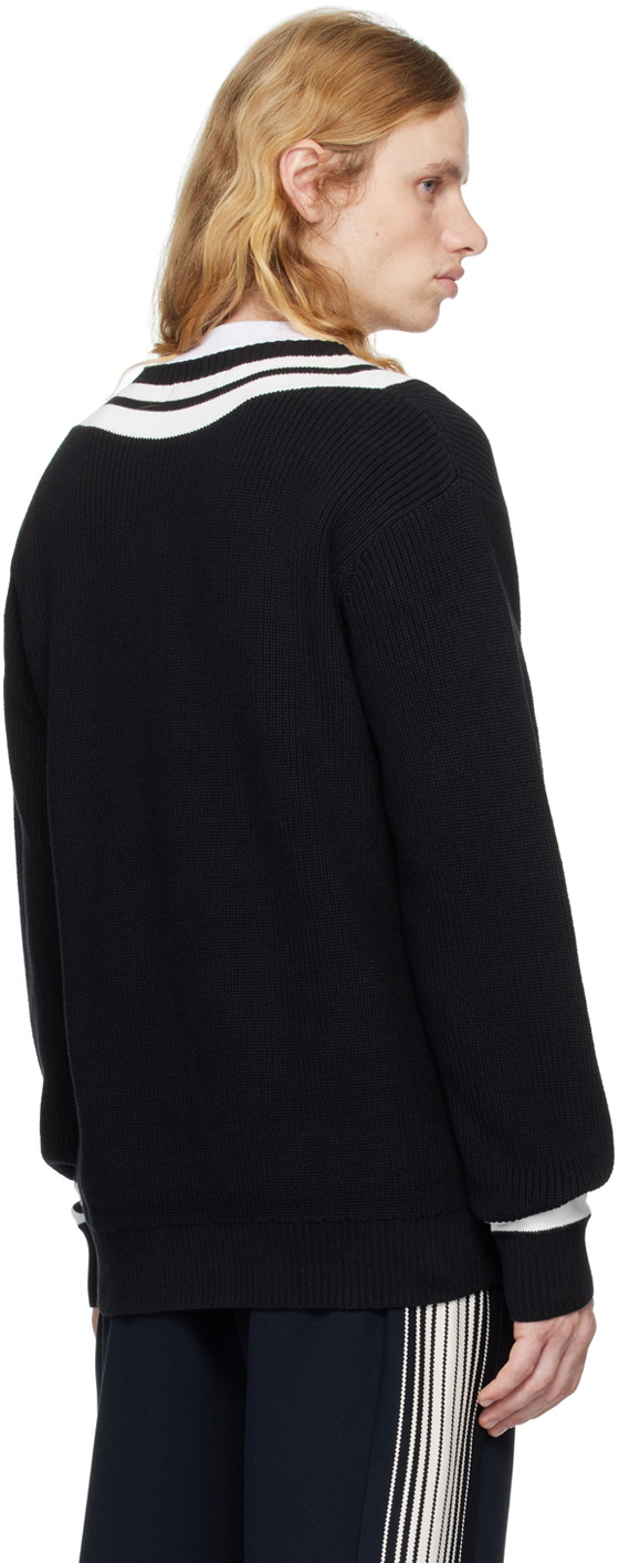Fred Perry Black Striped Trim V-Neck Sweater Fred Perry