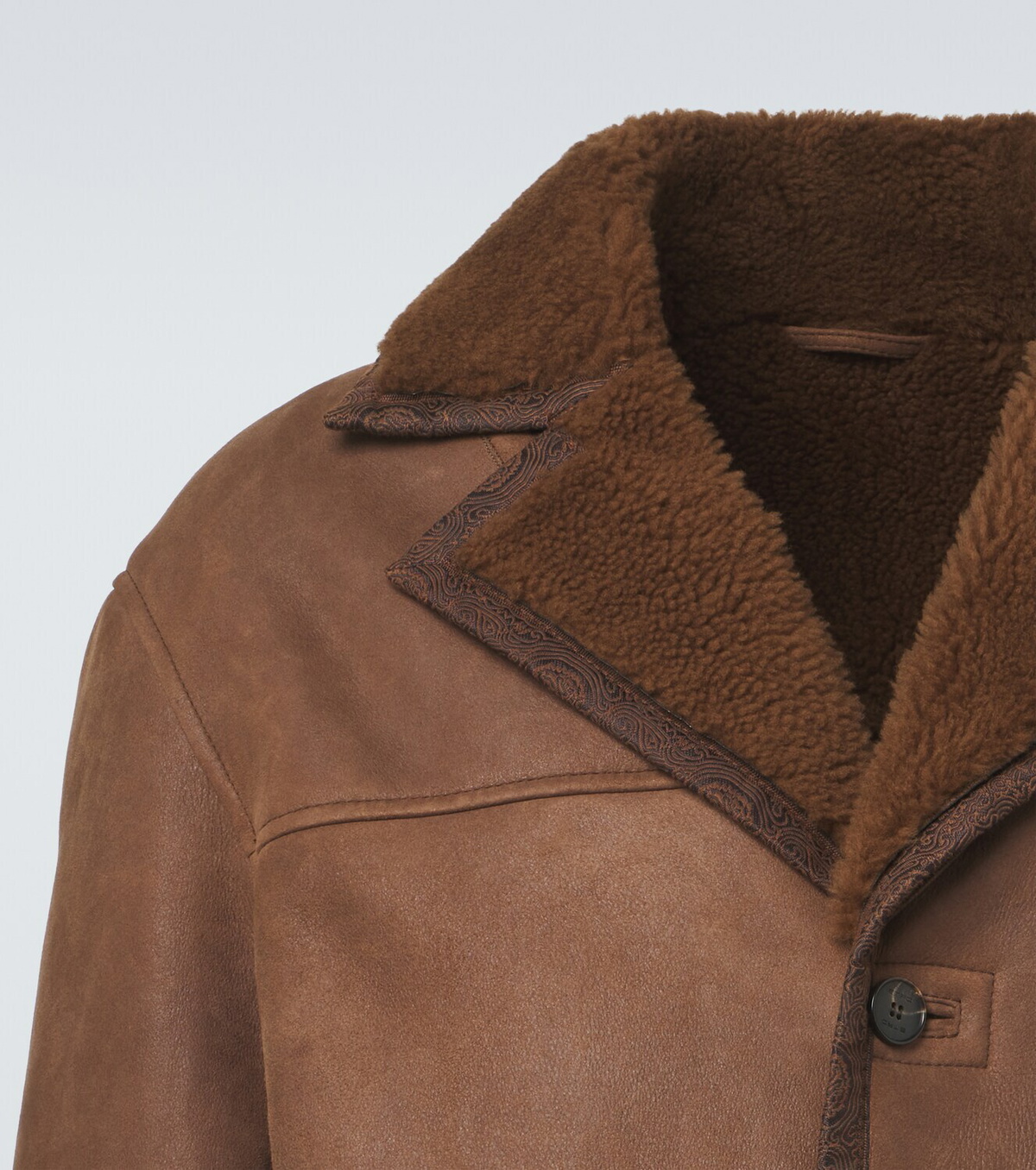 Etro Shearling-trimmed leather jacket