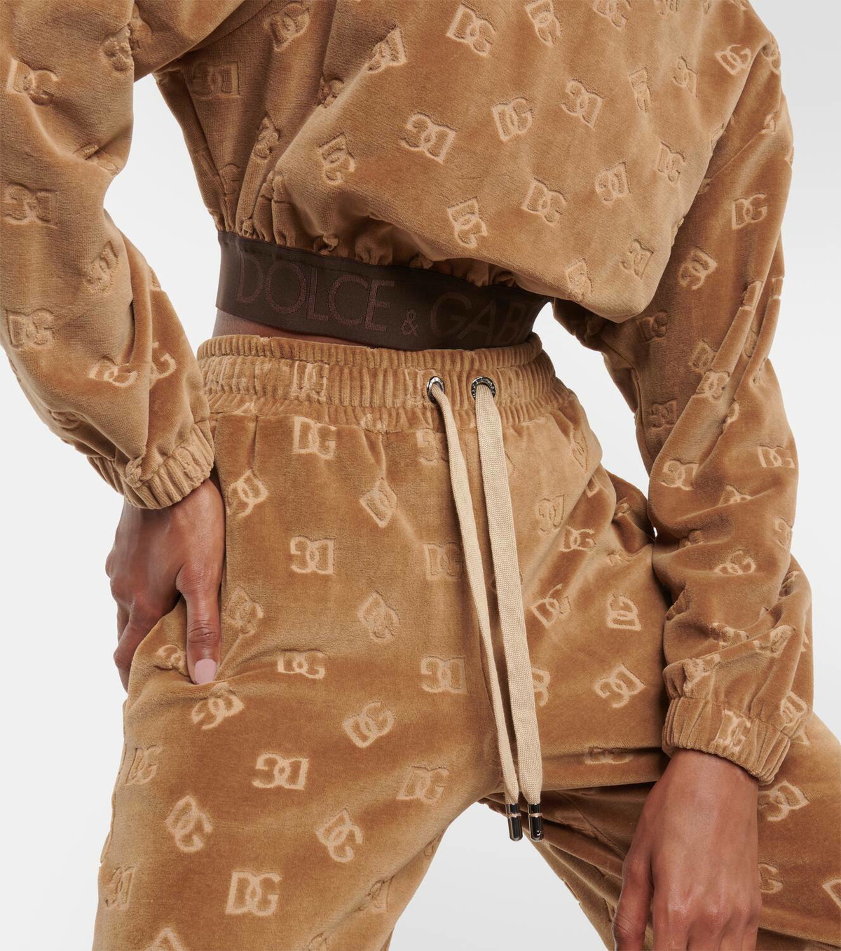 Dolce&Gabbana DG cropped velvet sweatshirt