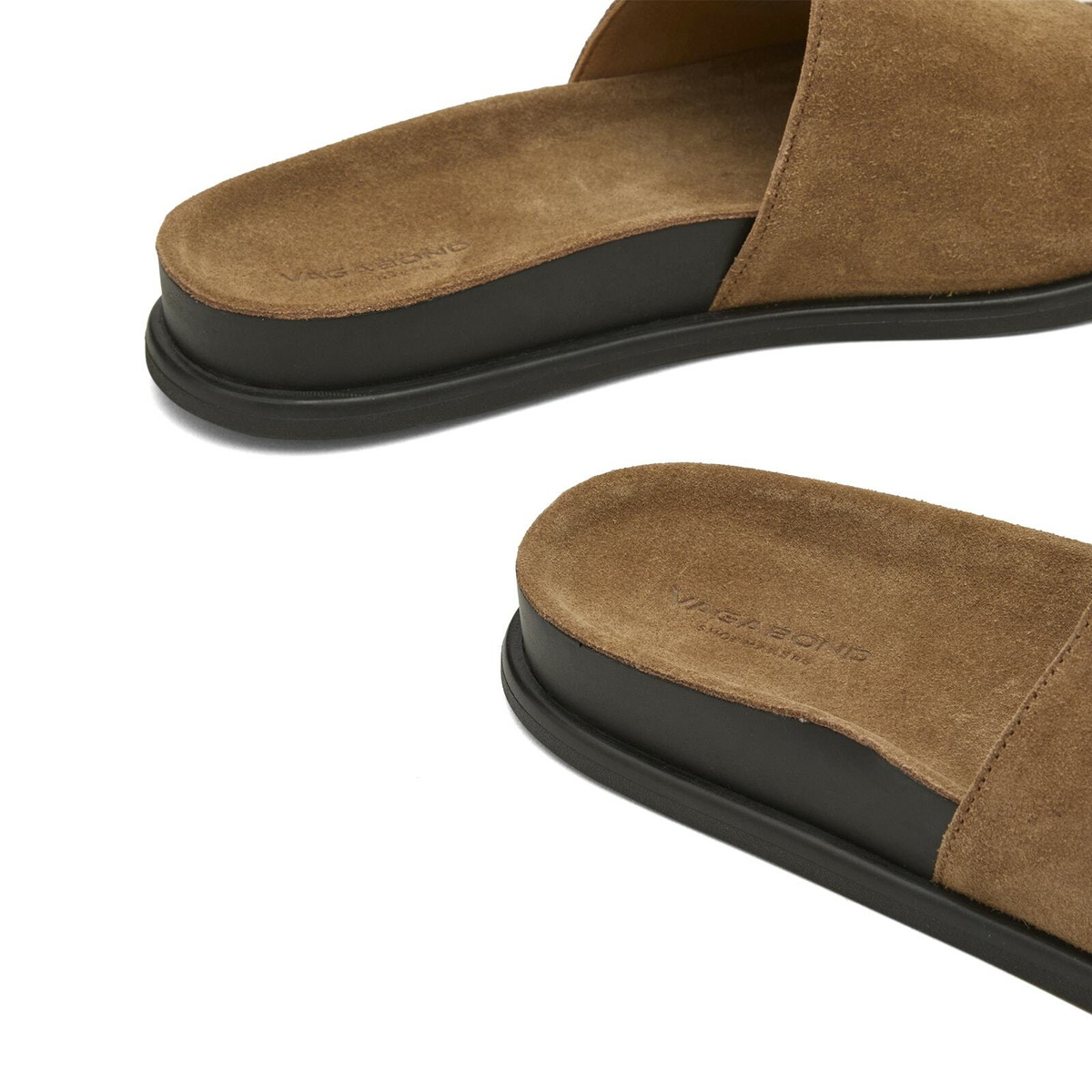 Vagabond Shoemakers Women's Effie Suede Slide Sandal in Dark Sand