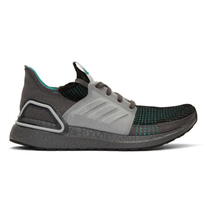 Photo: adidas Originals Grey and Green Ultraboost 19 Sneakers