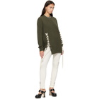 Simone Rocha Off-White Embellished Pointelle Ruffle Frill Leggings