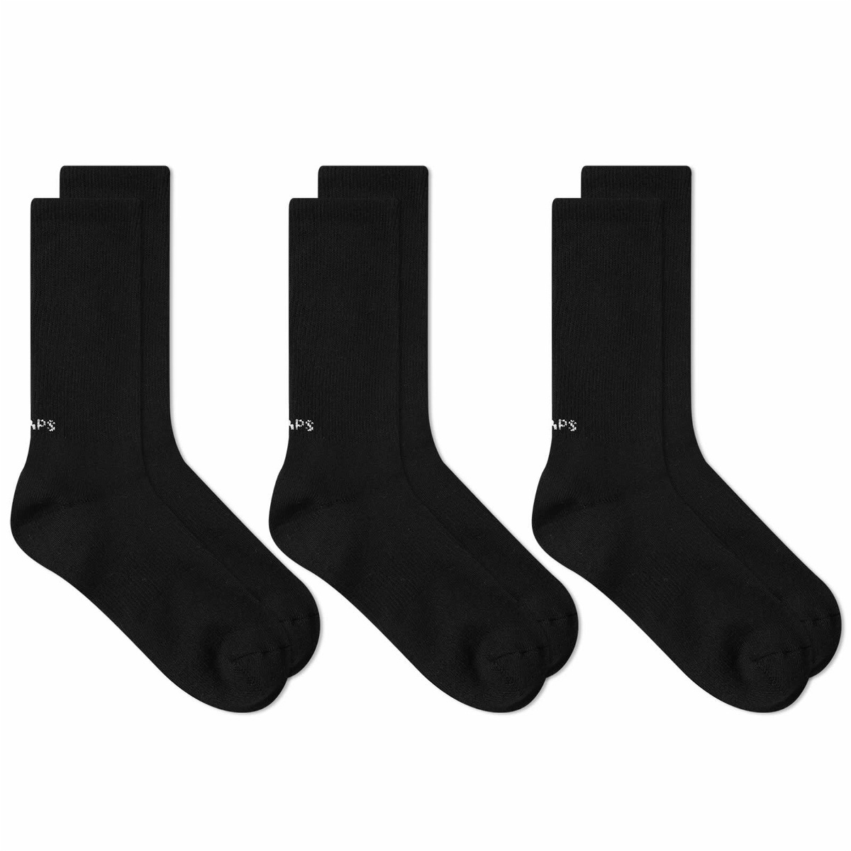 WTAPS Men's 05 Skivvies Sock - 3-Pack in Black WTAPS