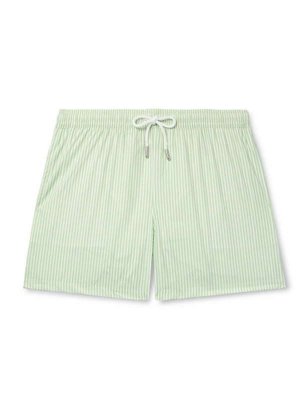 Photo: Thom Sweeney - Straight-Leg Mid-Length Striped Swim Shorts - Green