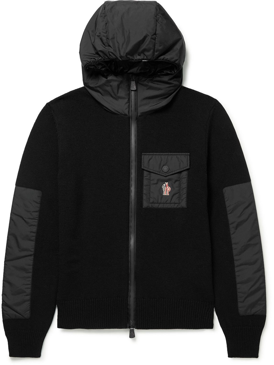 Moncler Grenoble Logo Appliqu d Shell Trimmed Wool Blend Zip Up