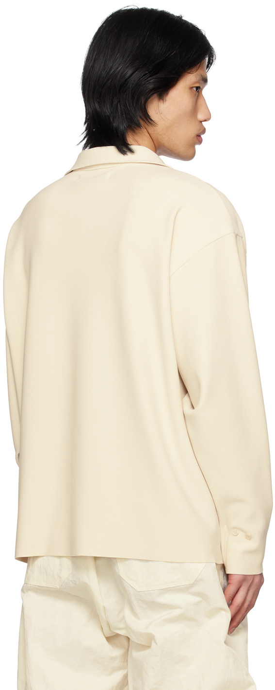 Birrot Off-White Spread Collar Shirt