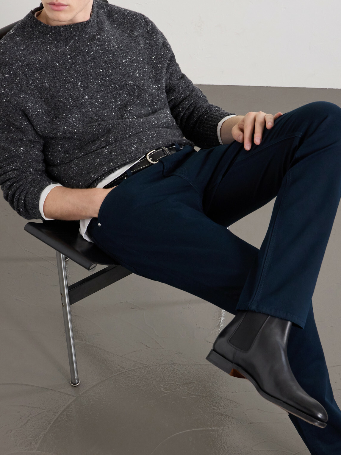 FRAME - Straight-Leg Twill Trousers - Blue