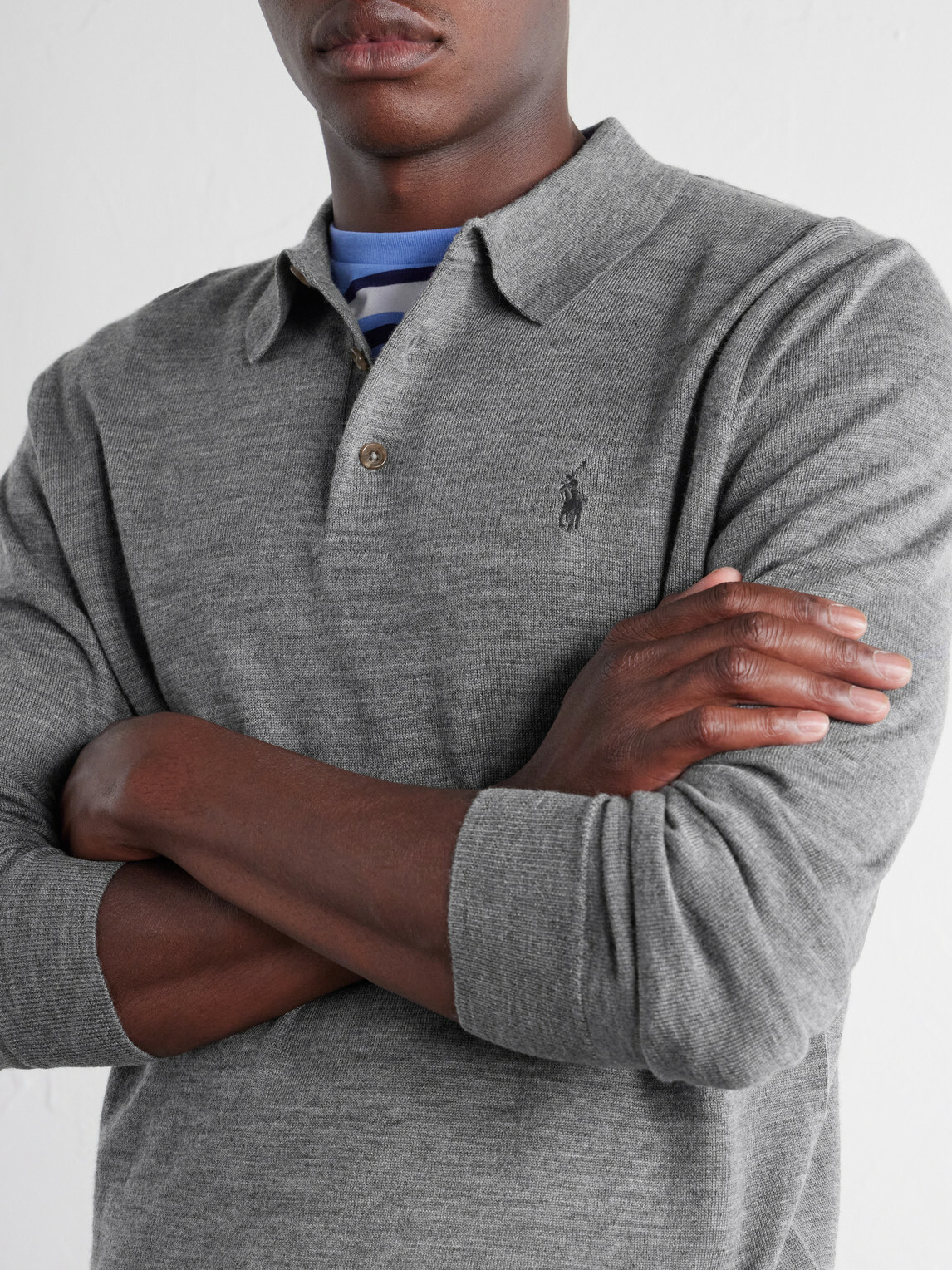 Polo Ralph Lauren - Logo-Embroidered Wool Polo Shirt - Gray