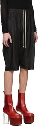 Rick Owens Black Leather Rick's Pods Shorts