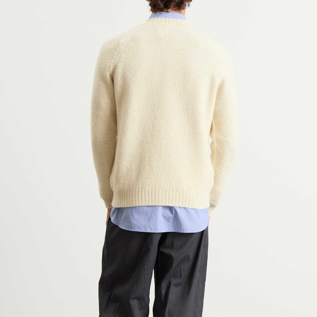 John Smedley Men's Couper Moss Stitch British Wool Jumper in Fleece
