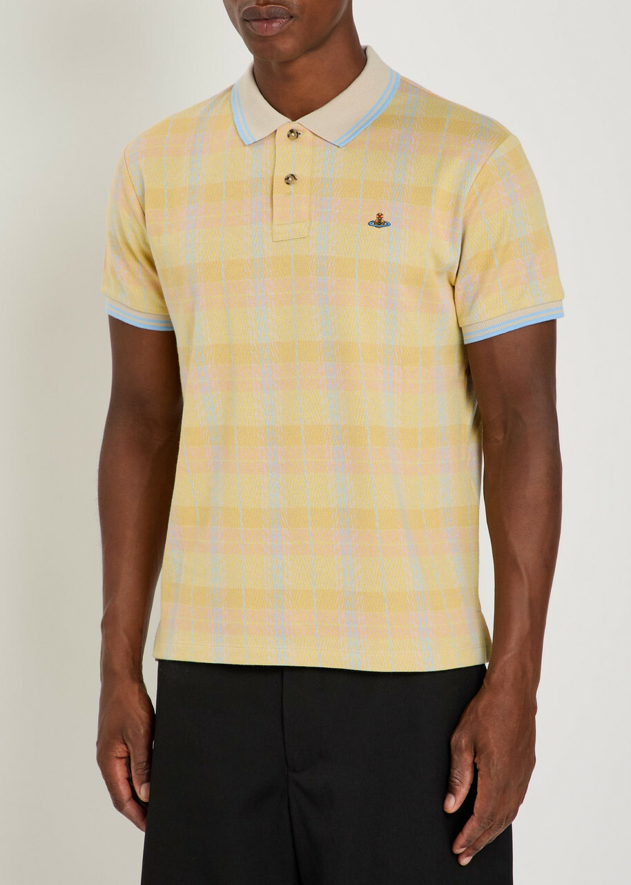 Vivienne Westwood Logo-embroidered Herringbone Cotton Polo Shirt Yellow