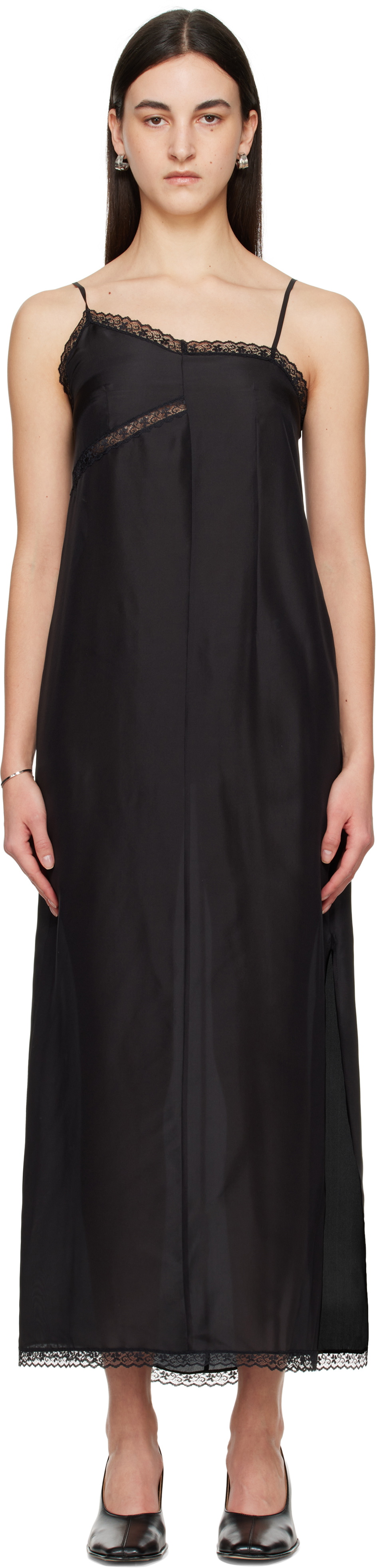 maison margiela lace dress Maison Margiela Pink Silk Midi Dress