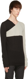 Rick Owens Black & Beige Wool & Cotton V-Neck Sweater