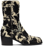 Dries Van Noten Black & White Cow Print Zip Up Boots