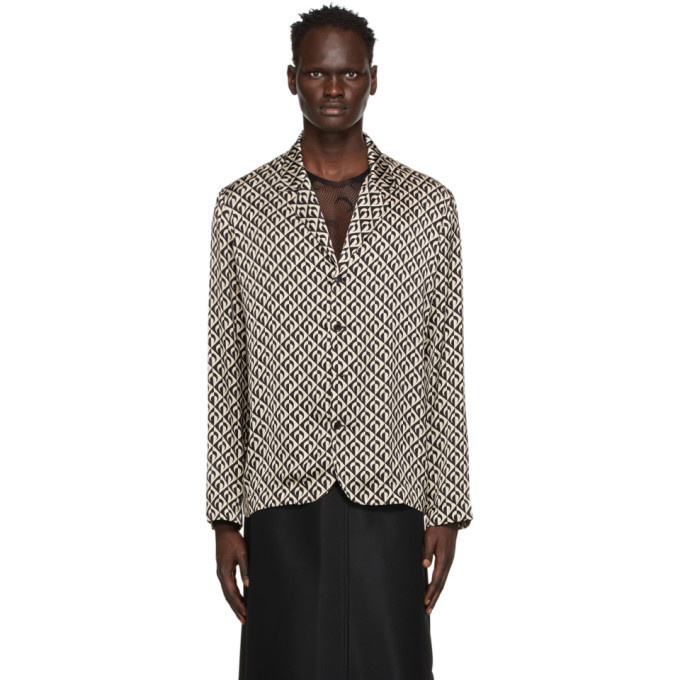 Photo: Marine Serre Black and Tan Moon Lozenge Relaxed Shirt