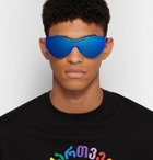 Balenciaga - Round-Frame Acetate Mirrored Sunglasses - Cobalt blue