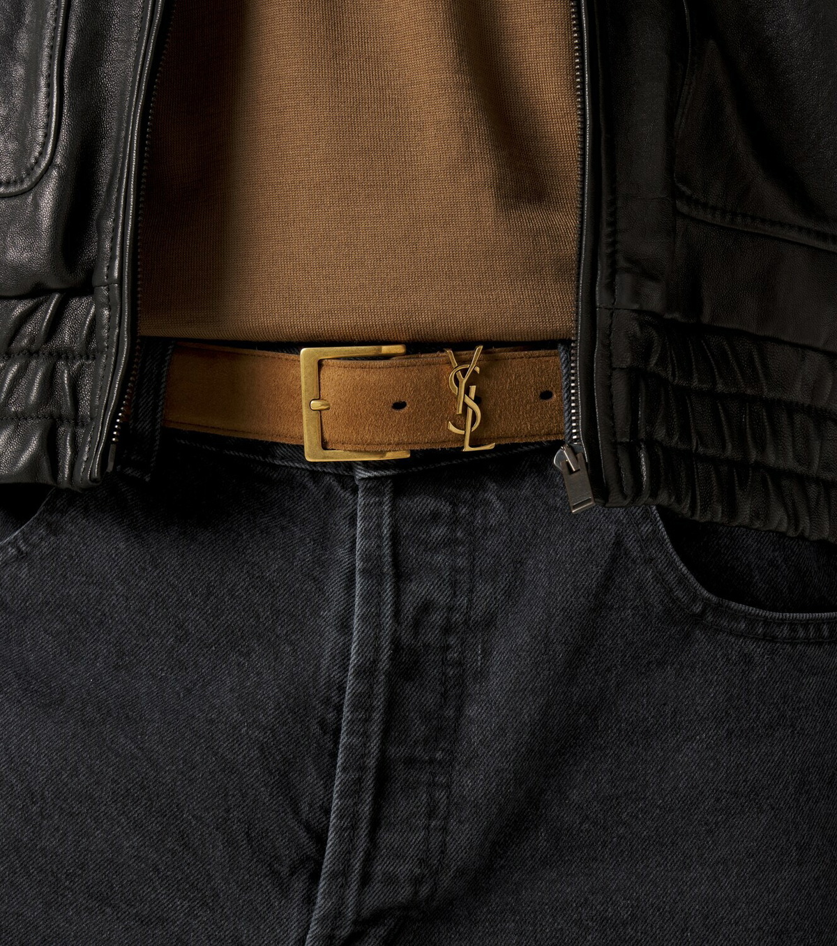 Saint Laurent Cassandre suede belt