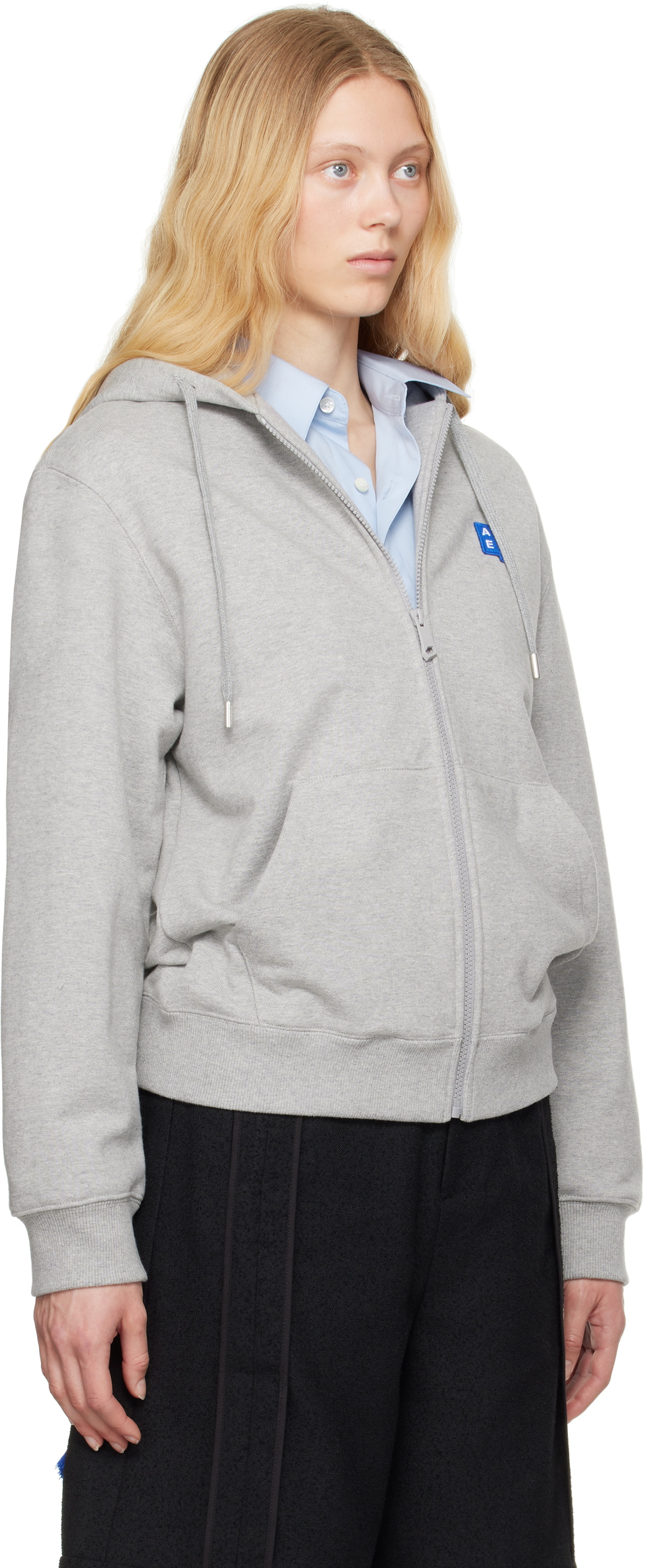ADER error Gray Sig; TRS Tag 01 Zip-Up Hoodie
