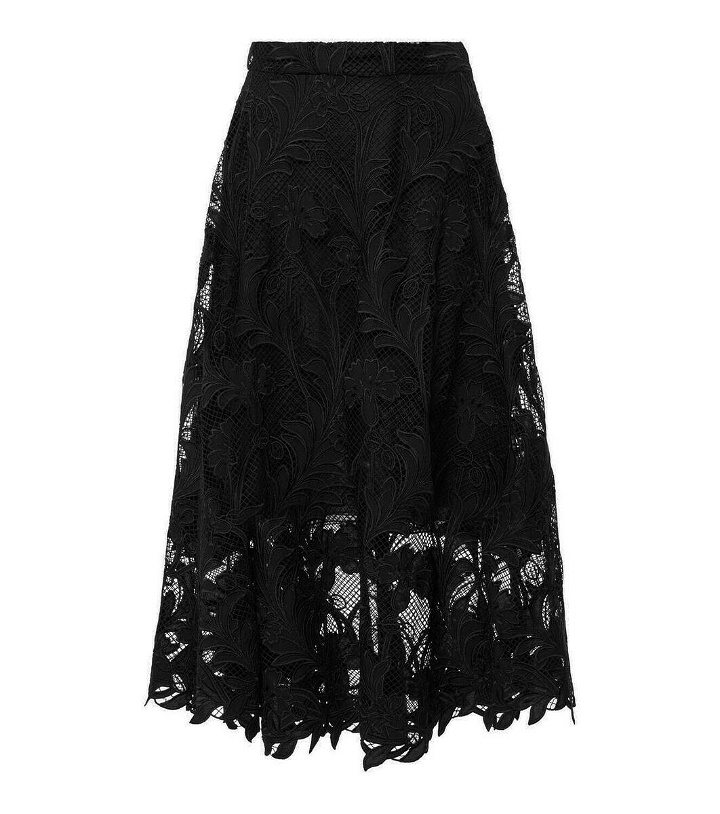 Photo: Oscar de la Renta Floral guipure lace midi skirt