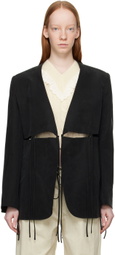 Yuzefi Black Collarless Split Blazer