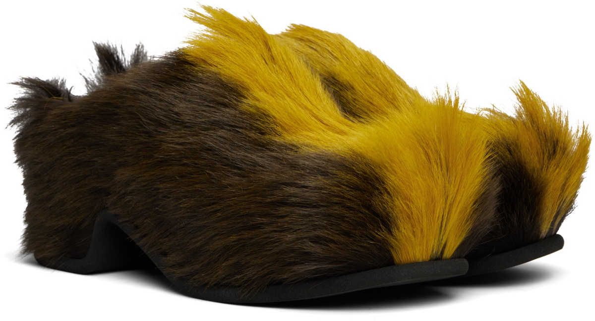 Dries Van Noten Brown & Yellow Platform Clogs