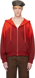 Marine Serre Red Moon Faded Fleece Zipped Hoodie