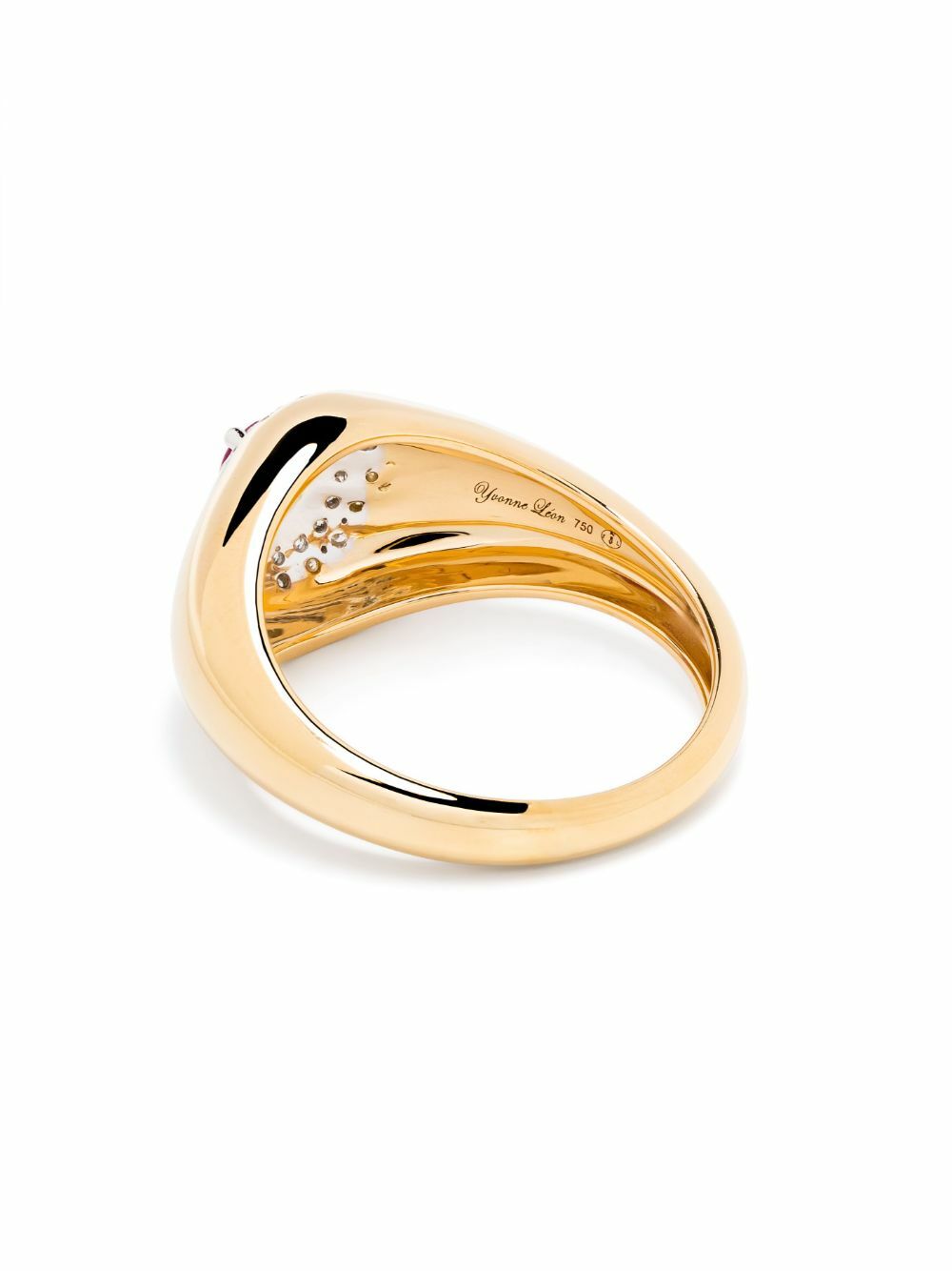 Bague Chevalière Française Ancienne En Or 18k Avec Diamant Et Monogramme - Taille 62