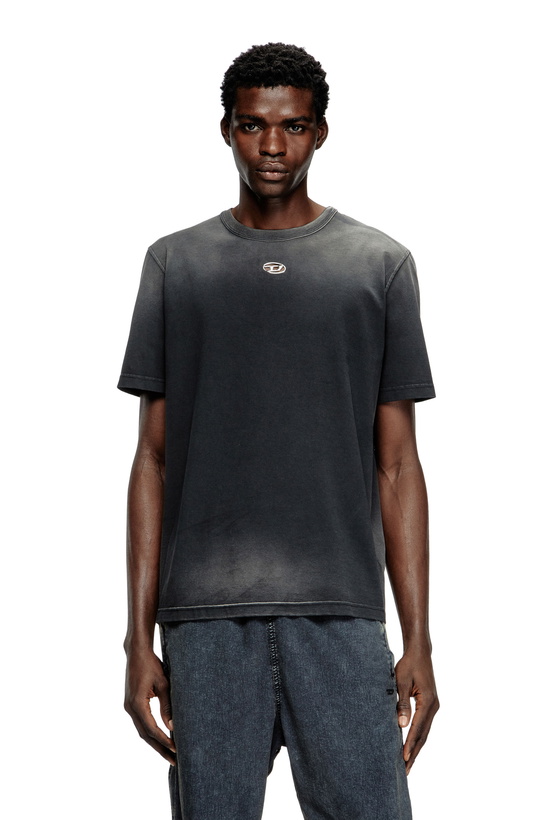 Photo: Diesel Faded T-shirt with cut-out Oval D - T-Shirts Mens in Black