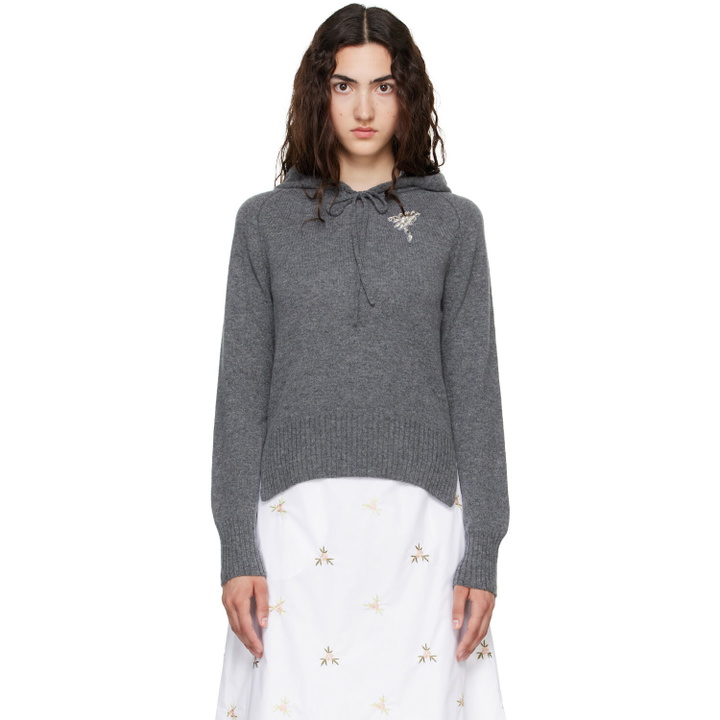 Photo: Simone Rocha Gray Embellished Relaxed Cashmere Hoodie