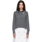 Simone Rocha Gray Embellished Relaxed Cashmere Hoodie