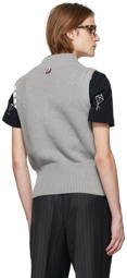 Thom Browne Grey Seed Stitch 4-Bar Vest