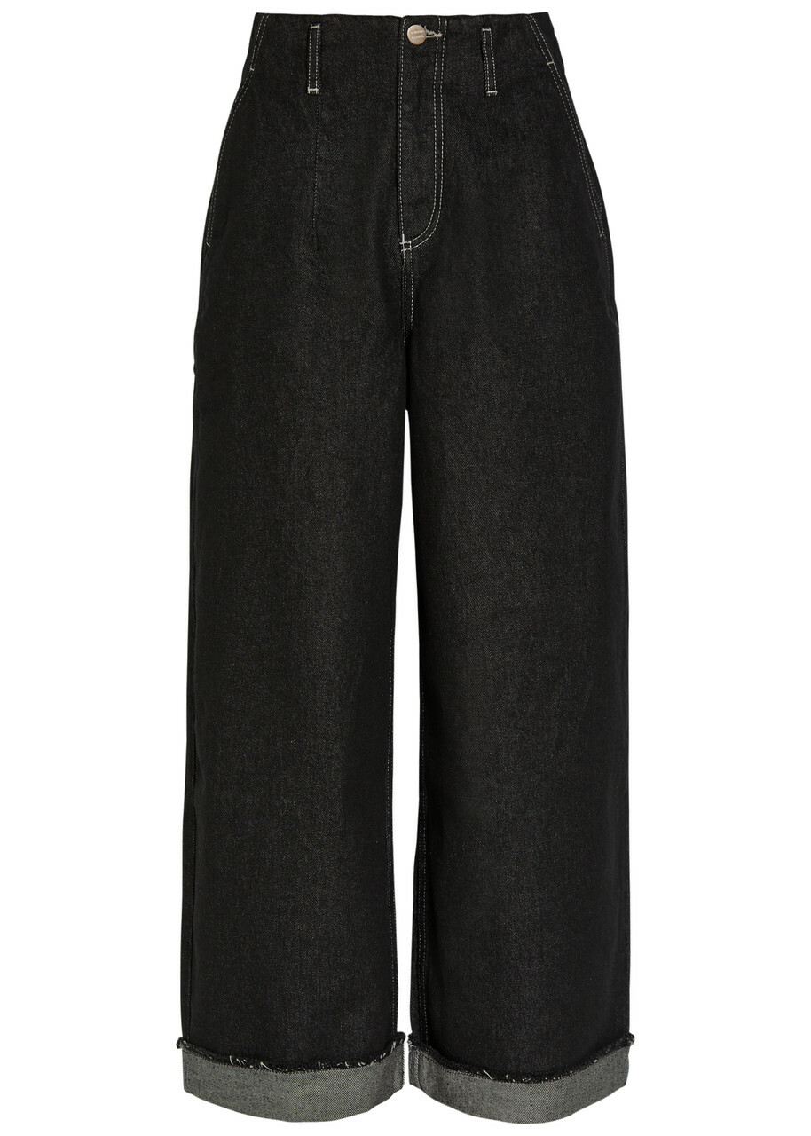 Damson Madder Pascal Turn-up Wide-leg Jeans Black