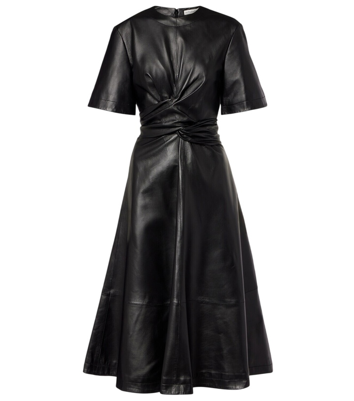 Photo: Altuzarra Gathered leather midi dress