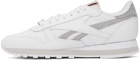 Reebok Classics White & Gray Classic Leather Sneakers