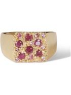 Bleue Burnham - Tuscany Superb Recycled 9-Karat Gold, Ruby and Sapphire Signet Ring - Gold