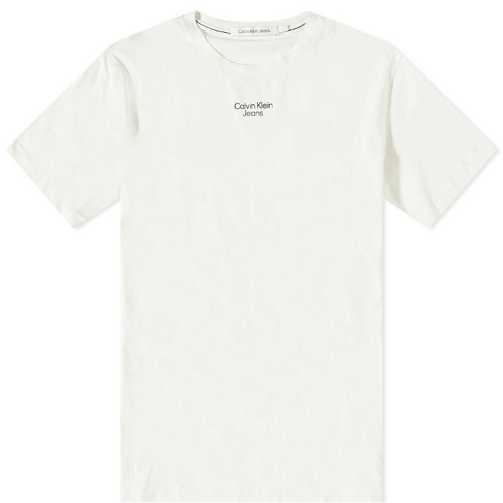 Photo: Calvin Klein Men's Stacked Logo T-Shirt in Ivory