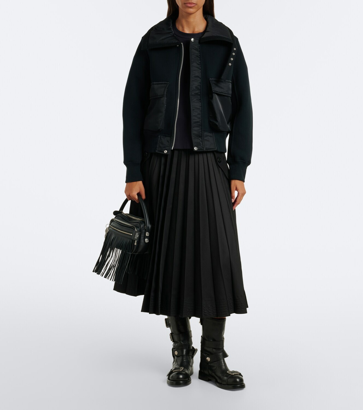 Sacai Paneled cotton-blend blouson jacket