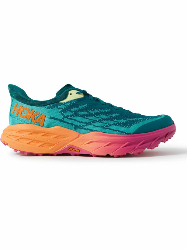 Photo: Hoka One One - Speedgoat 5 Rubber-Trimmed Mesh Running Sneakers - Blue
