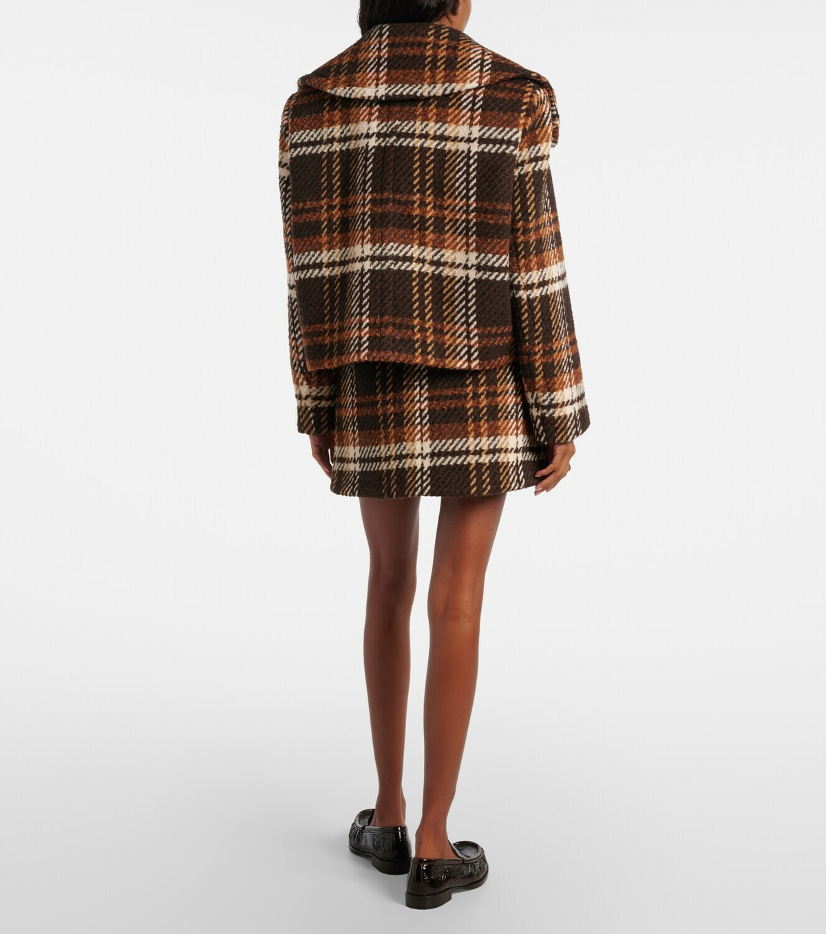 Patou Checked double-breasted wool-blend jacket