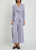 Pleats Please Issey Miyake Pleated Woven Cardigan Light Purple