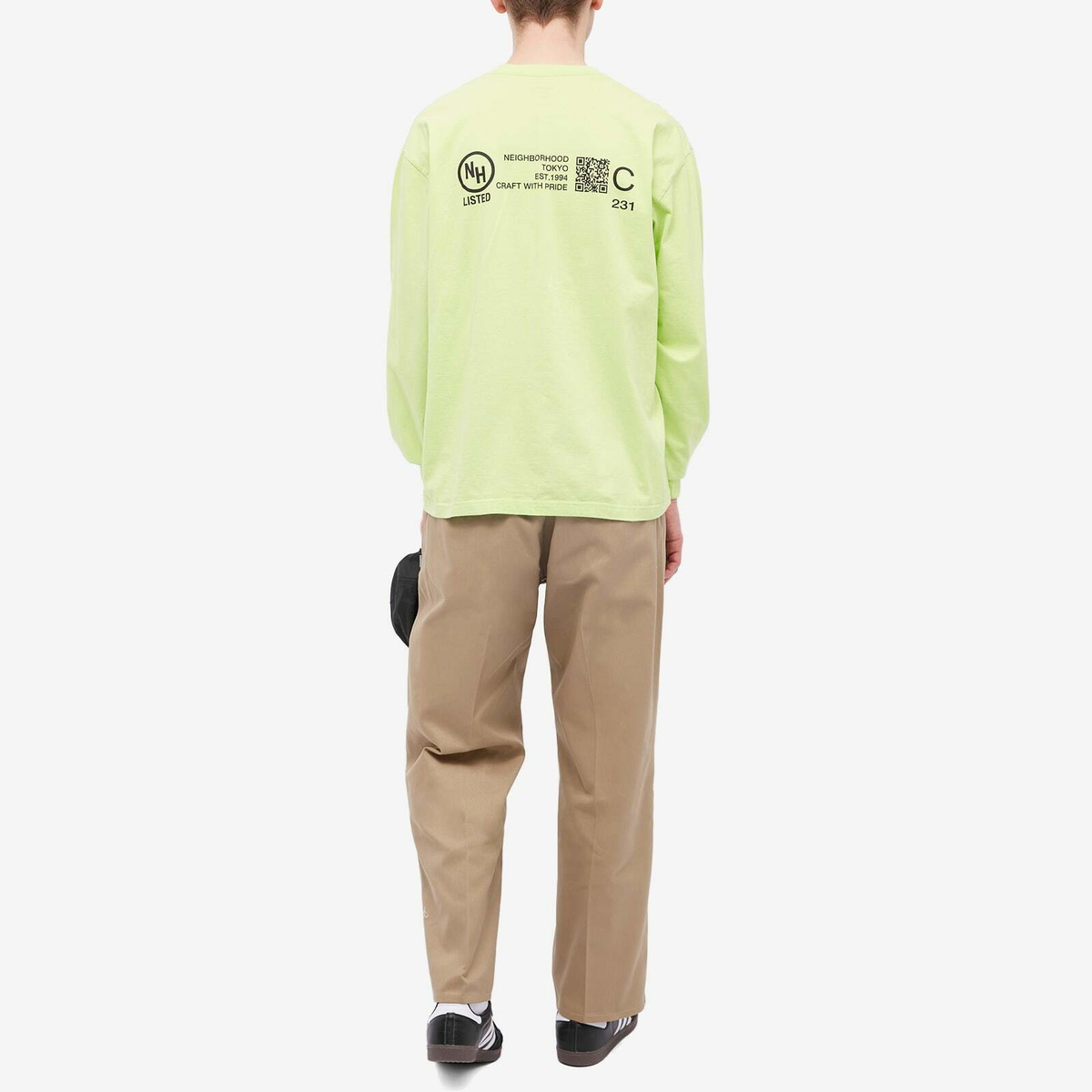 neighborhood ロンT NH . TEE LS-4 Neighborhood Men's Long Sleeve NH-4 T-Shirt in Neon Green